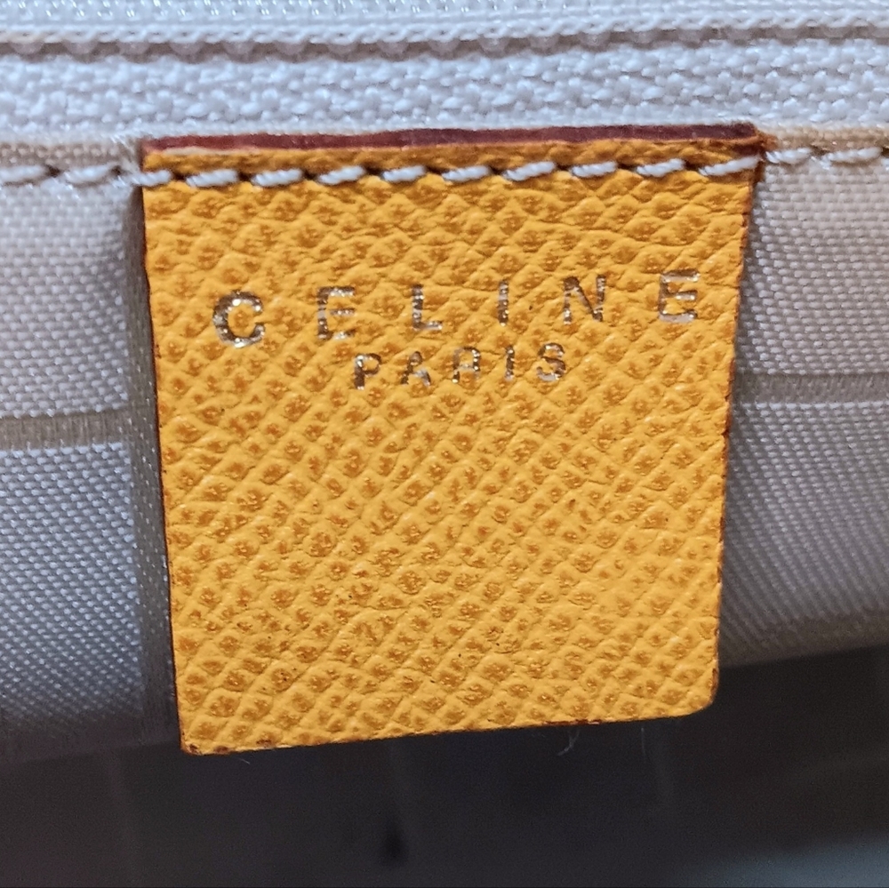 💛 CÉLINE EUC Mustard Leather Tote Crossbody Small Shoulder Bag Gold HW - Picture 15 of 17